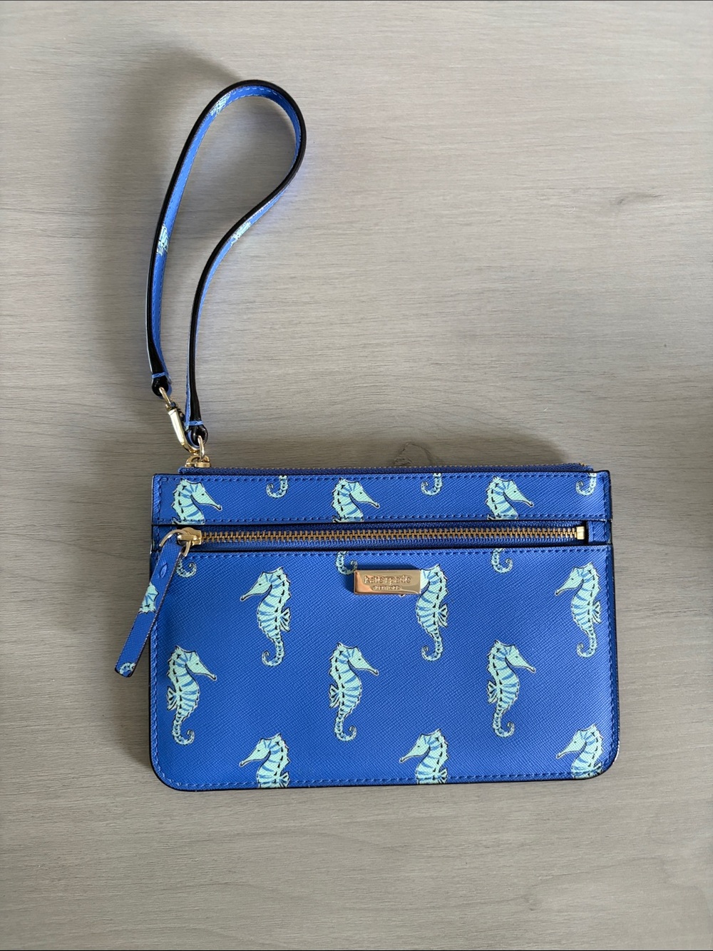 Kate Spade Blue Seahorse Wristlet Clutch